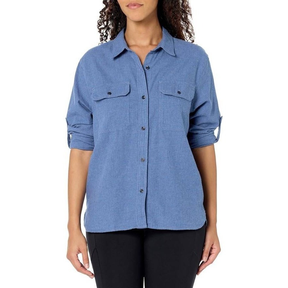 Outerknown Scout Flannel Shirt Button‎ Down Lagoon Blue Organic XS Oversized NEW